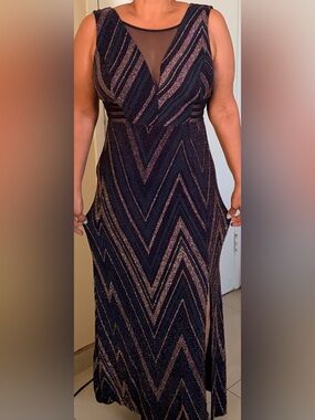 Elegant Black and Bronze Evening Dress